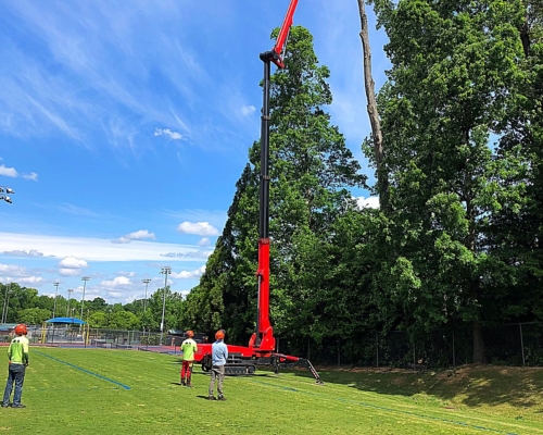 Ground crew waiting for a dead to be removed in Garner, NC.