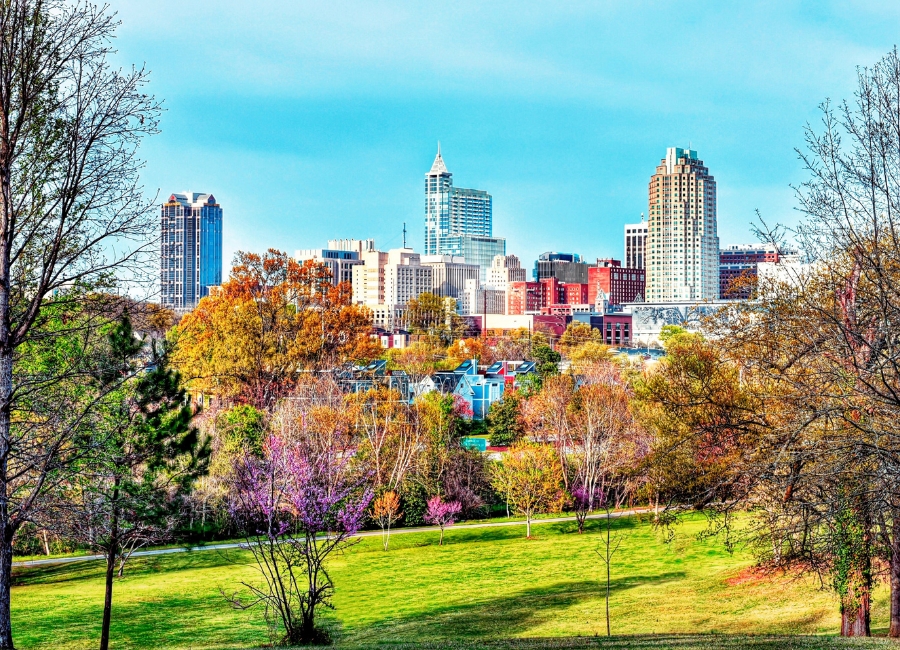 Skyline of Raleigh City in NC.