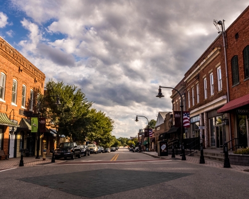 Wake Forest downtown area in North Carolina.